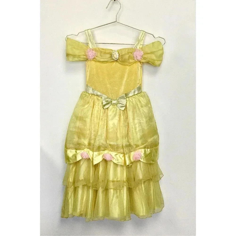 Disney Store Girls Yellow Bell Beauty and the Beast Dress Up Gown Costume Small